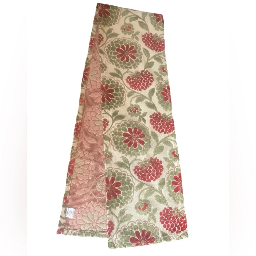 CRATE & BARREL OPHELIA DECORATIVE VELVET FLORAL TABLE RUNNER 14” X 90”